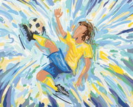 Zuty - Painting by Numbers - Footballer On Blue Background, 80X100 Cm, Canvas - Painting by Numbers