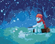 Zuty - Painting by Numbers - Polar Bear Fishing In Winter, 40X50 Cm, Canvas+Frame - Painting by Numbers