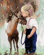 Zuty - Painting by Numbers - Girl and Pony, 40X50 Cm, Canvas+Frame - Painting by Numbers