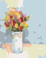Zuty - Painting by Numbers - Tulips In White Vase, 40X50 Cm, Canvas+Frame - Painting by Numbers