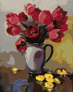 Zuty - Painting by Numbers - Tulips in a Vase and Dandelions on a Table, 80X100 Cm, Canvas+Frame - Painting by Numbers