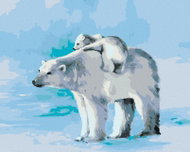 Zuty - Painting by Numbers - Polar Bear and Bear Cubs, 40X50 Cm, Canvas - Painting by Numbers