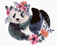 Zuty - Painting by Numbers - Panda With Flowers, 80X100 Cm, Canvas - Painting by Numbers