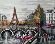 Zuty - Painting by Numbers - Boats Under the Eiffel Tower, 80X100 Cm, Canvas - Painting by Numbers