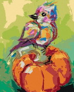 Zuty - Painting by Numbers - Colorful Bird on Pumpkin, 80X100 Cm, Canvas - Painting by Numbers