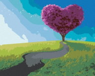 Zuty - Painting by Numbers - Purple Tree In Heart Shape, 80X100 Cm, Canvas - Painting by Numbers
