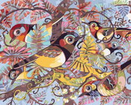 Zuty - Painting By Numbers - Painted Birds In Branches, 80X100 Cm, Canvas - Painting by Numbers