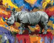 Zuty - Painting by Numbers - Colorful Rhino, 40X50 Cm, Canvas+Frame - Painting by Numbers