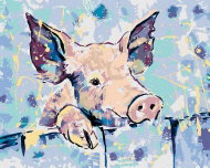 Zuty - Painting by Numbers - Happy Piglet, 80X100 Cm, Canvas+Frame - Painting by Numbers