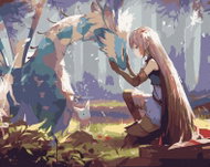 Zuty - Painting by Numbers - Anime Girl With Dragon, 80X100 Cm, Canvas+Frame - Painting by Numbers
