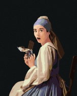 Zuty - Painting by Numbers - Girl with Pearl and Chocolate, 80X100 Cm, Canvas+Frame - Painting by Numbers