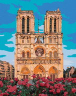 Zuty - Painting by Numbers - Notre Dame In Paris And Red Flowers, 40X50 Cm, Canvas+Frame - Painting by Numbers