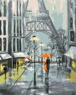 Zuty - Painting by Numbers - Paris and a Walking Couple, 40X50 Cm, Canvas+Frame - Painting by Numbers