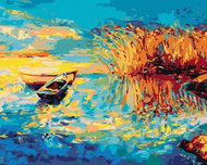 Zuty - Painting by Numbers - Painted Boats on the Lake, 40X50 Cm, Canvas - Painting by Numbers