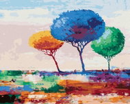 Zuty - Painting by Numbers - Three Colored Trees, 40X50 Cm, Canvas+Frame - Painting by Numbers