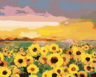 Zuty - Painting by Numbers - Sunflowers in the Field and Sunset, 80X100 Cm, Canvas+Frame - Painting by Numbers