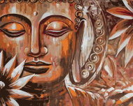 Zuty - Painting by Numbers - Bronze Buddha And Flowers, 80X100 Cm, Canvas - Painting by Numbers