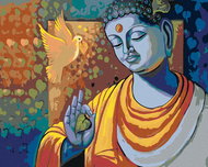 Zuty - Painting by Numbers - Buddha And Dove, 40X50 Cm, Canvas+Frame - Painting by Numbers