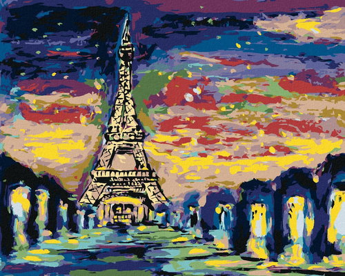 Zuty - Painting by Numbers - Colourful Eiffel Tower, 40X50 Cm, Canvas - Painting by Numbers - Main image