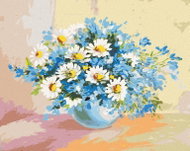 Zuty - Painting by Numbers - Chamomile and Blue Flowers, 80X100 Cm, Canvas+Frame - Painting by Numbers