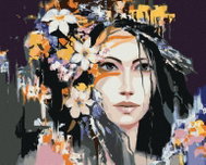 Zuty - Painting by Numbers - Woman And Abstract Flower Crown, 80X100 Cm, Canvas+Frame - Painting by Numbers