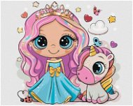 Zuty - Painting by Numbers - Princess and Rainbow Unicorn, 80X100 Cm, Canvas+Frame - Painting by Numbers