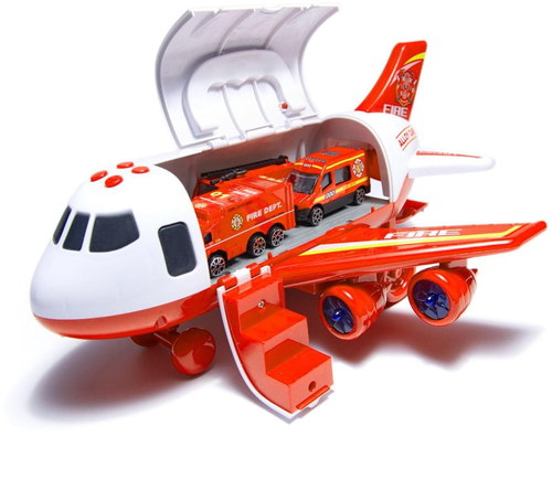 KIK Electronic Cargo Plane with Cars and Accessories Firefighters - Children's Airplane - Main image