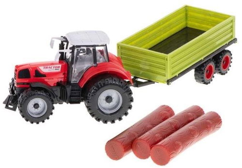 KIK KX5908 Agricultural tractor with trailer and wood - Tractor - Main image