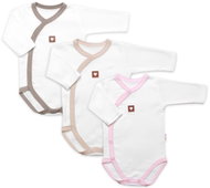 Baby Nellys Growing body 3 × Nature - pink/beige/taupe, size 56/62 - Bodysuit for Babies