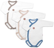 Baby Nellys Growing body 3 × Nature - blue/beige/taupe, size 56/62 - Bodysuit for Babies