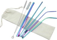 Pronett Stainless steel straws 5 pcs + 2x cleaning brush coloured - Straw