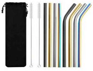 Verk 01635 Stainless steel straws 8 pcs + cleaning brush coloured - Straw