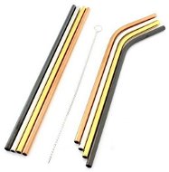 APT Stainless steel straws 8 pcs + cleaning brush coloured - Straw