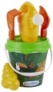 Ecoiffier Sandspielzeug Eimer mit Gießkanne und Zubehör - Dschungel - 17 cm - Sandspielzeug-Set