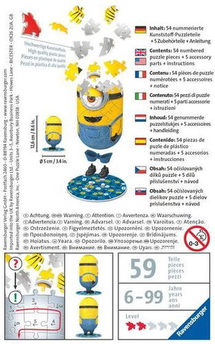 RAVENSBURGER. 3D PUZZLE. STORAGE BOX MINIONS. ITEM NR.11260. NEW