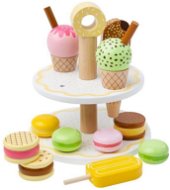 Bigjigs Toys Drevený stojan so sladkými dobrotami - Potraviny do detskej kuchynky