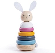 Bigjigs Baby - Drevená motorická nasadzovacia veža, králiček - Navliekacia hračka