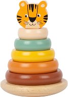 Navliekacia hračka Small Foot - Nasadzovacia veža Tiger, Safari - Navlékací kroužky