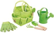 Játék szerszám Bigjigs Toys Kerti szerszámkészlet vászon táskában, zöld - Dětské nářadí