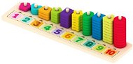 Wooden jigsaw puzzle with coloured cubes with numbers - Sort and Stack Tower