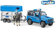 Bruder Einsatzfahrzeuge - Land Rover Defender Polizei mit einem Schlepptau für Pferde und einem Pfer - Auto