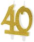 Birthday Candle 40, Gold - 7.5cm - Candle