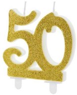 Birthday Candle 50, Gold - 7.5cm - Candle
