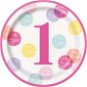 Plates 1. Birthday pink with dots - 22 cm - 8 pcs - Plate