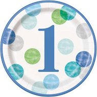 Plates 1st Birthday blue with polka dots - 22 cm - 8 pcs - Plate