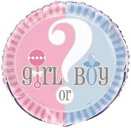 Balón fóliový Gender reveal "girl or boy" – "holka nebo kluk" – 45 cm - Balóny