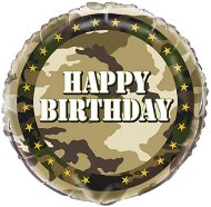 Fóliový balón happy birthday – narodeniny – maskáč – army – vojak – 45 cm - Balóny