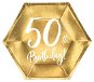 Paper Plates 50 years - Gold - 20cm, 6 pcs - Plate