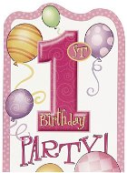 Invitations 1. Birthday 8 pcs Pink - Paper Towels