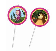 Straws - straws with medallion masa and bear 6 pcs - Straw